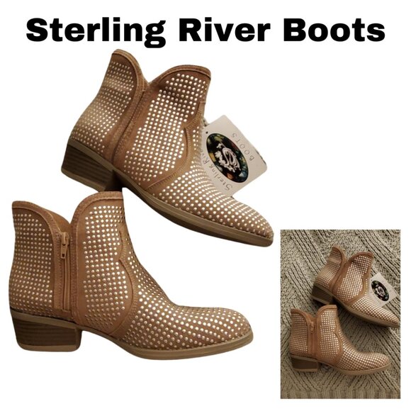 Sterling River Studded Leather Ankle Boots - Size 9, Brand New - Picture 2 of 6